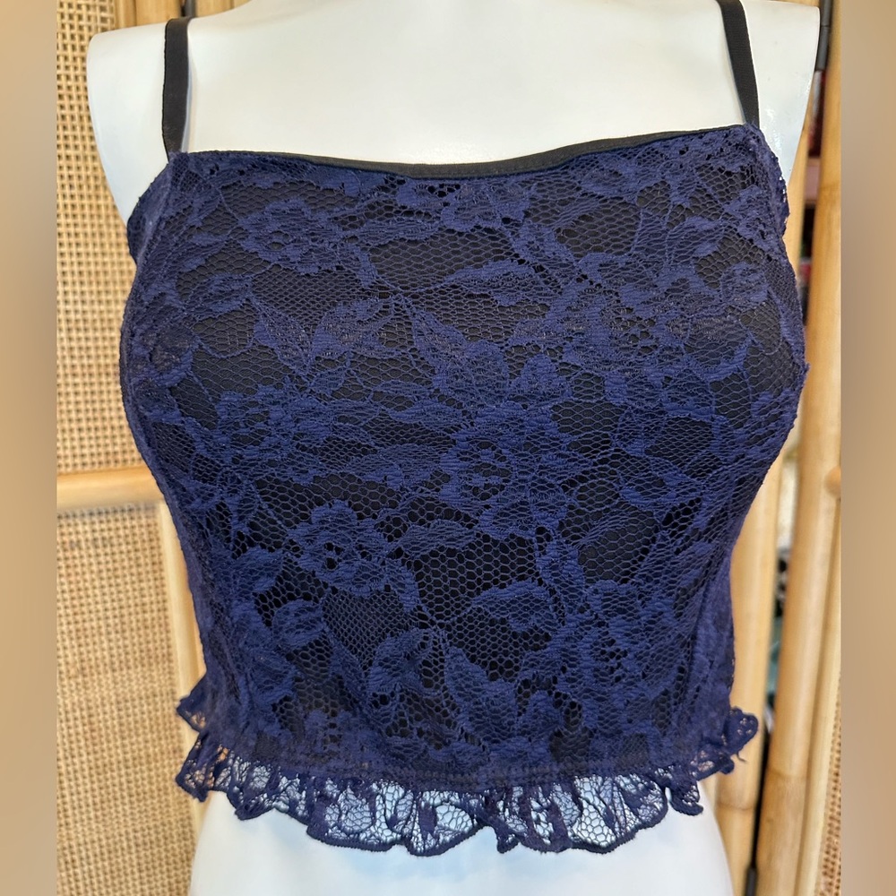 Charlotte Russe Navy lace over black bralette size medium
